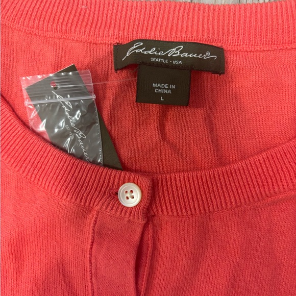 Coral Eddie Bauer Large NWT Cardigan chest is 20, length is 25 - Picture 4 of 5